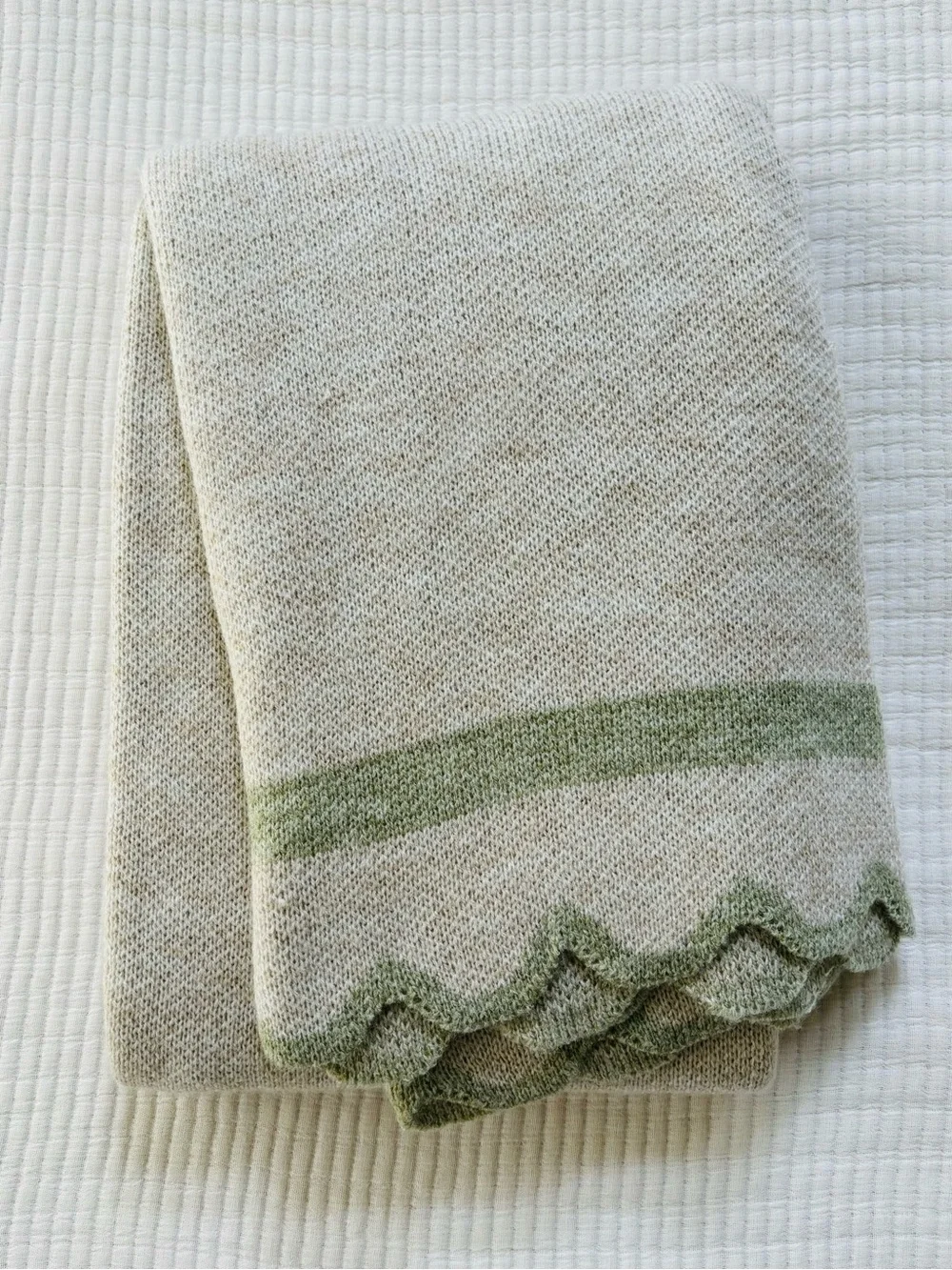 Threshold Designed with Studio McGee Scalloped Edge Throw Blanket Cream/Green